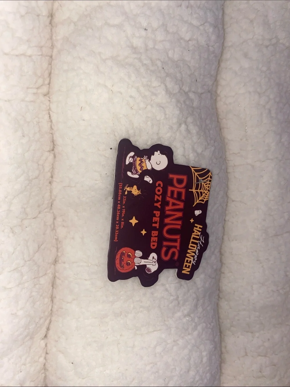 Peanuts Gray & Cream Plush Small Pet Bed with Candy Corn Motif